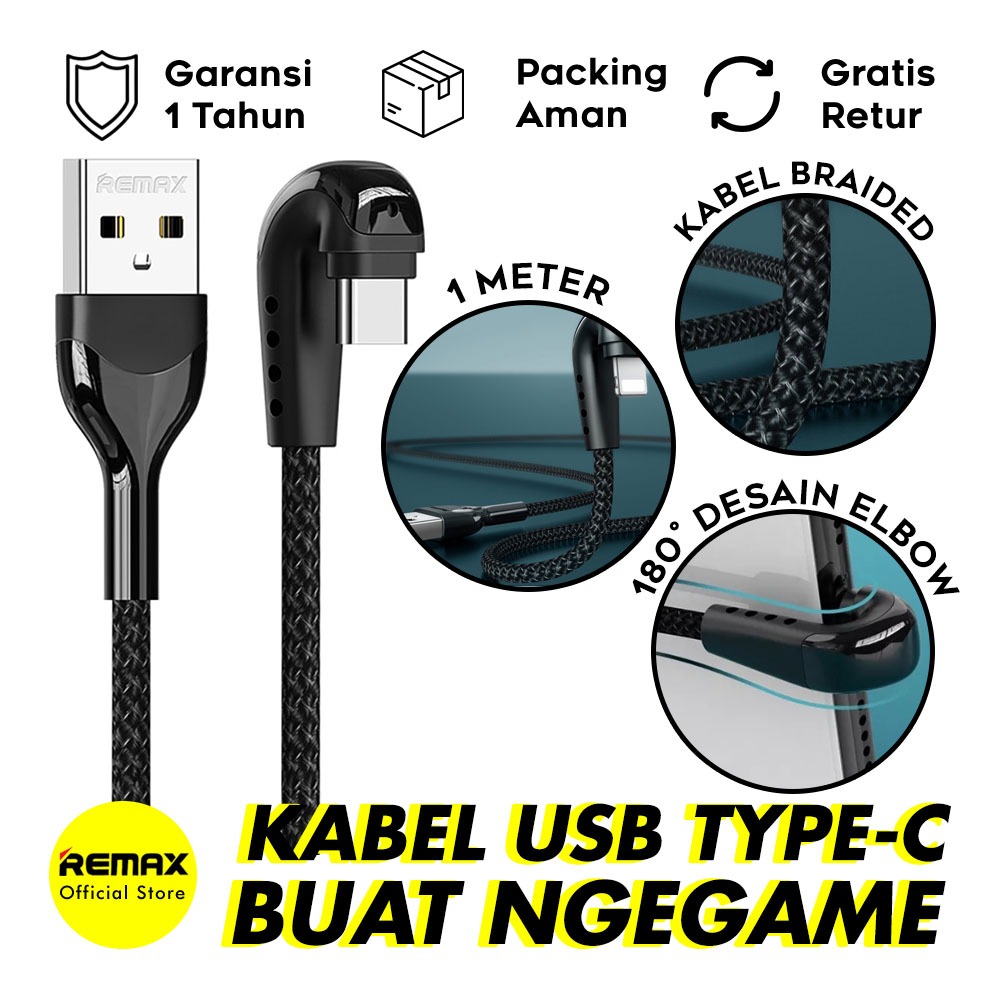 Kabel Data Type C Remax RC-177A 2.1A Fast Charging Braided USB Cable