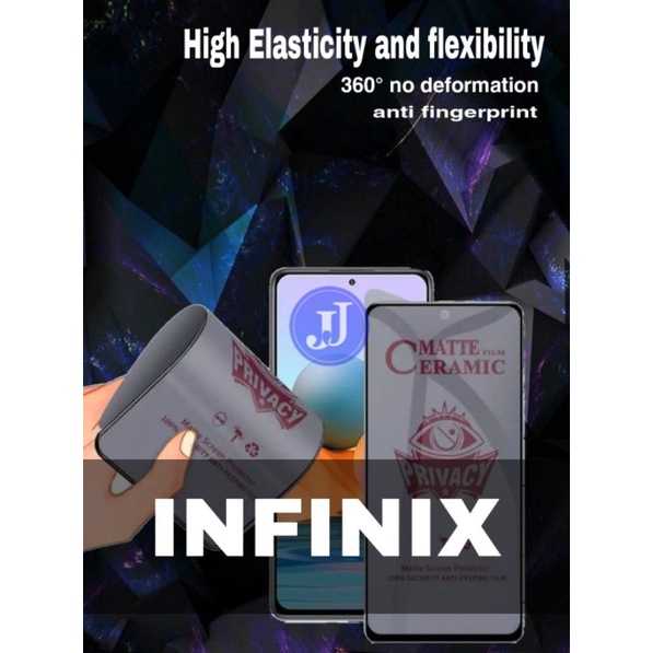Tempered Pelindung Layar Anti-Spy Privacy Ceramic Film Screen Protector INFINIX HOT 8 HOT 9 9 PLAY 10 HOT 10S HOT 10 PLAY SMART 5 NOTE 11 11 PRO SMART 6 HOT 11 11 PLAY 12 12 play SMART 7 6+ NOTE 12I HOT 20 PLAY 20i 20 5G 20 NOTE 12 5G 30 PRO