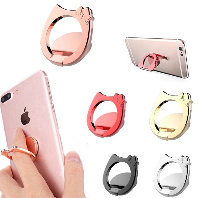 1 X Alloy KT Cat Finger Ring Mobile Phone Stand Holder Universal Holder