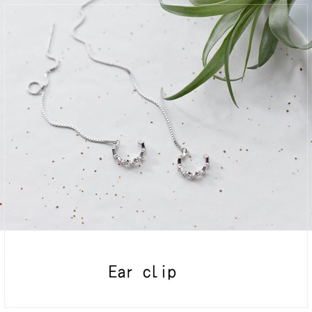 Timekey 1PC Anting Tusuk Gantung Panjang Desain Gelombang Hias Zircon Untuk Wanita A1K1