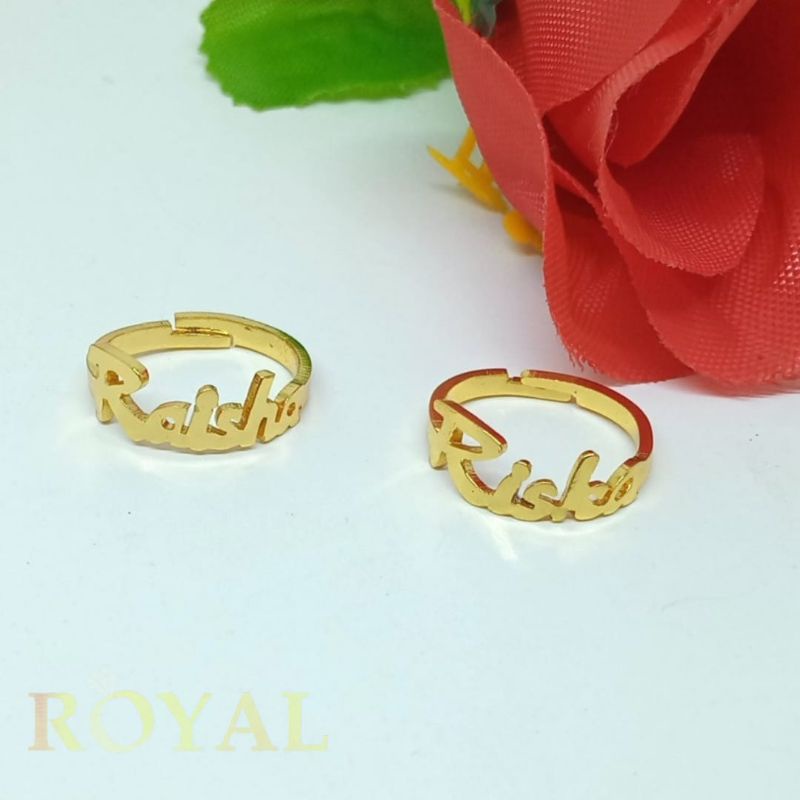 Cincin Huruf Ukir Titanium Emas