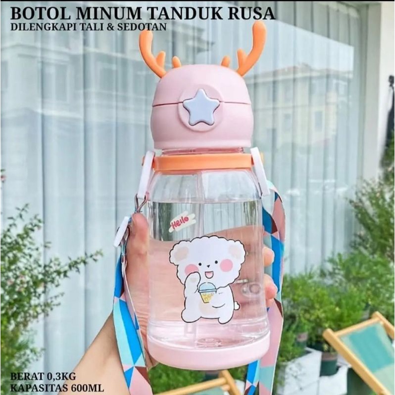 BOTOL MINUM ANAK TANDUK RUSA TALI PANJANG 600ML DAN BOTOL MINUM RUSA TALI/BOTOL MINUM ANAK/BOTOL ANAK/BOTOL ANAK ANAK/BOTOL PLASTIK