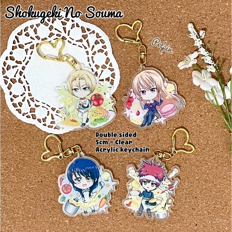 Gantungan Kunci Anime Shokugeki no souma soma tadokoro takumi aldini erina nakiri kait gold Acrylic