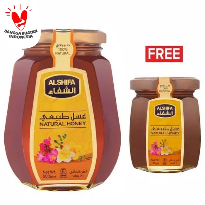 

madu- madu al shifa / alshifa 500gr natural honey bonus free 125gr original -madu.