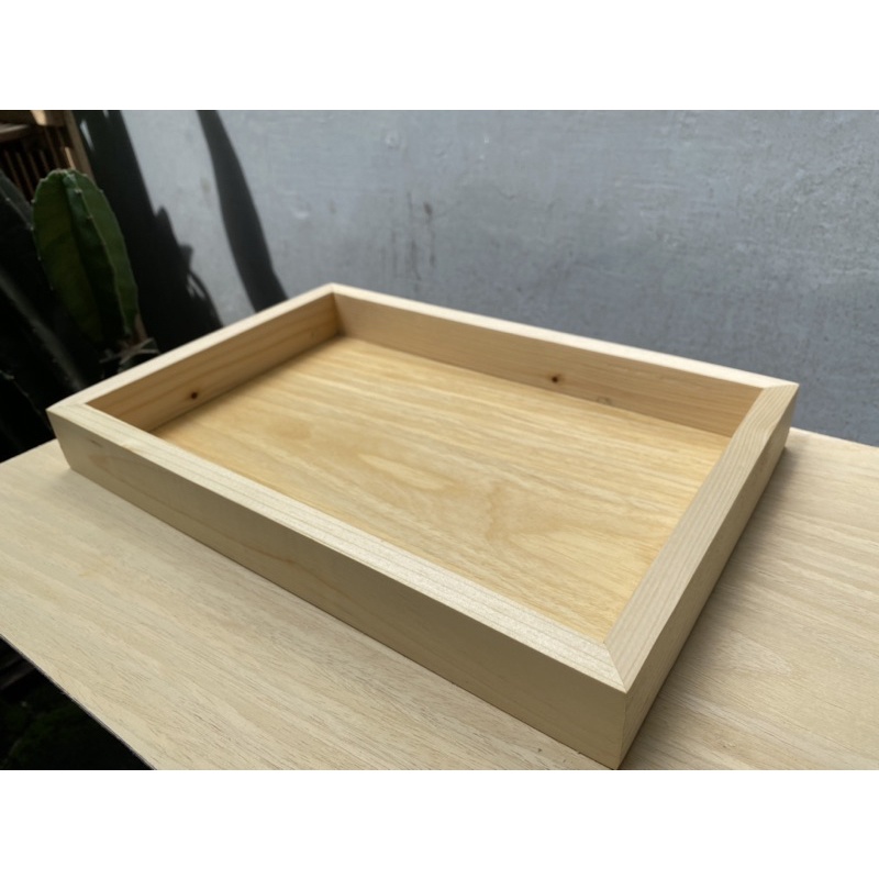 ( WK )  kotak hantaran kayu polos , seserahan ,  stationery, tray , kotak kayu ( 30 x 20 x 4 cm )