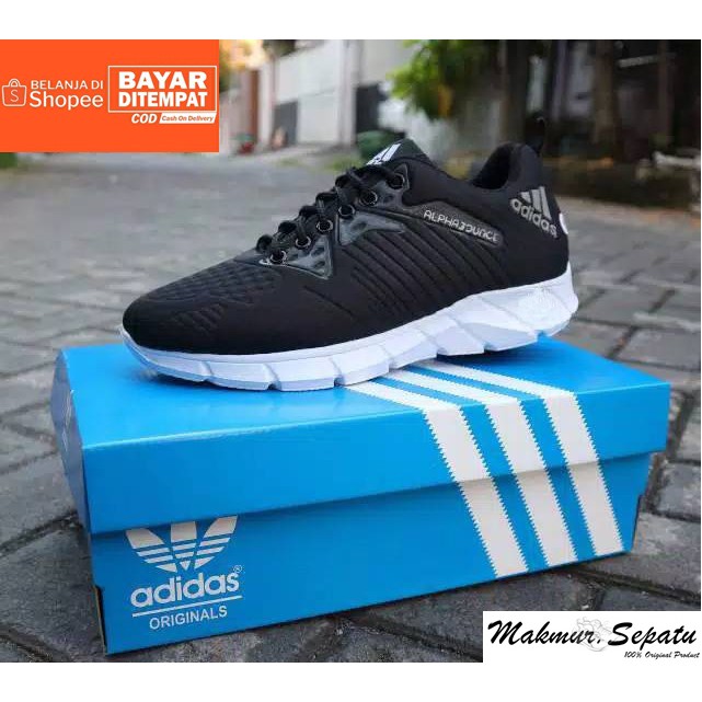 Sepatu Outdoor Running Pria Adidas Alphabounce Black - Sepatu Sneakers Olahraga Jogging Fitness