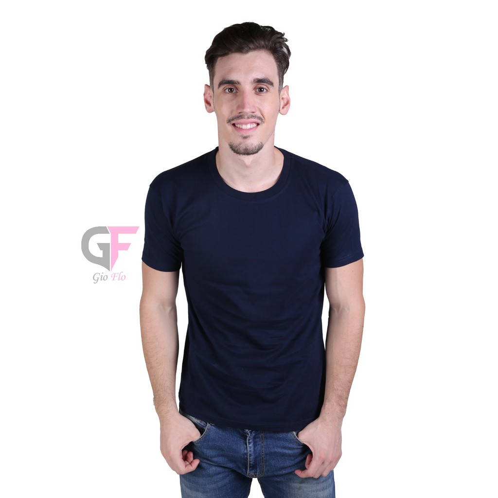 GIOFLO Tshirt Santai Kaos Keren Pria Oneck Biru Dongker / PLS 30