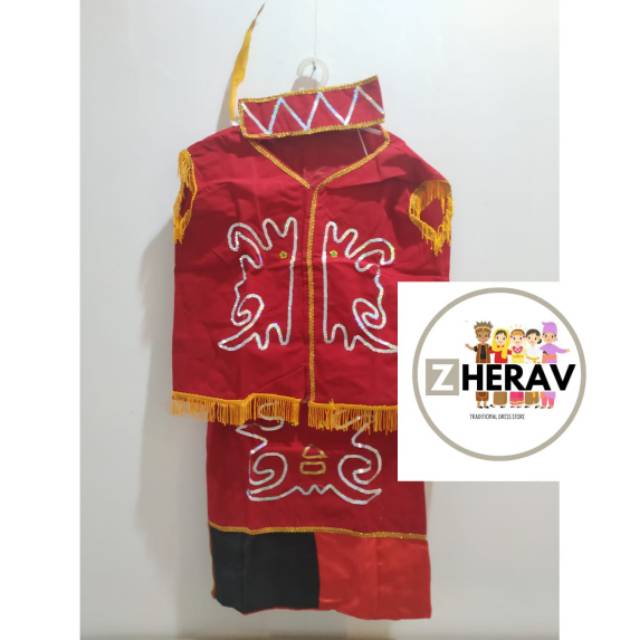 baju adat busana adat pakaian adat kalimantan dayak anak laki perempuan cewek cowok ukuran size TK SD SMP Dewasa
