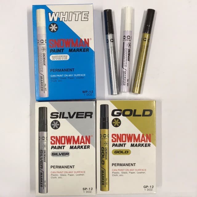 

Wow Spidol Snowman Paint Marker Wp-12 / Sp-12 / Gp-12 Putih/Emas/Silver Hemat