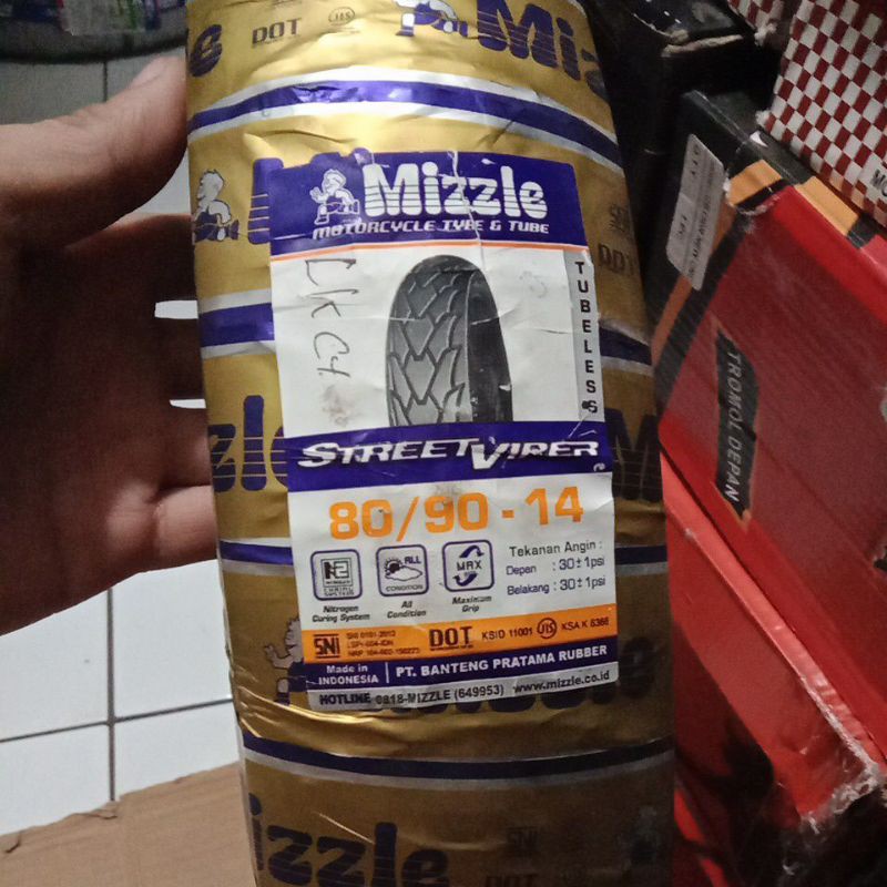 BAN HONDA VARIO DEPAN 80/90-14 TUBLES MEREK MIZZLE