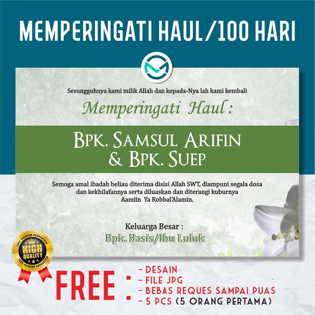 KARTU UCAPAN TAHLILAN