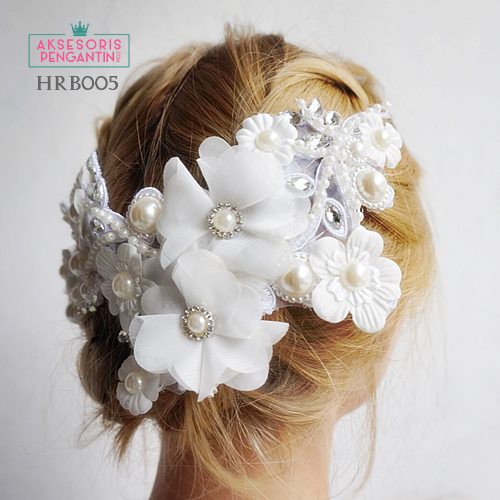 [STOCK TERBATAS] WEDDING HAIRPIECES AKSESORIS RAMBUT TIARA PENGANTIN PUTIH HRB005