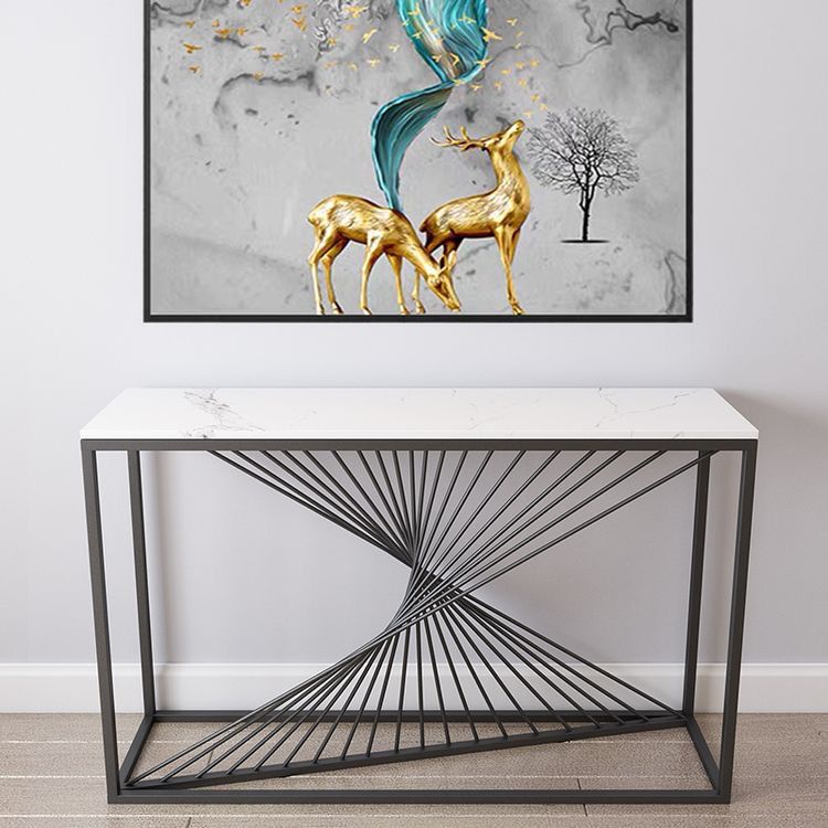 Meja Console Ombak  Bahan Besi Holo Replika Marmer TOP Kayu Lapis HPL Motif Marble atau kaca Untuk R