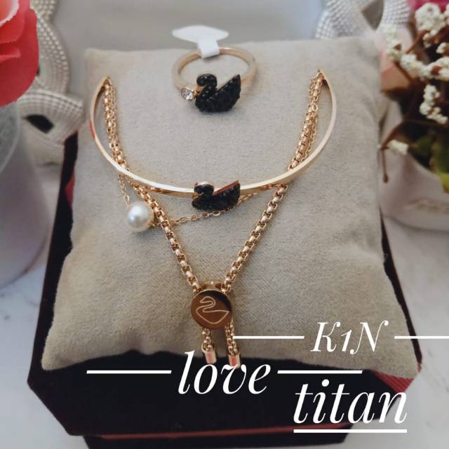 Set perhiasan titanium lapis emas 24k 1908