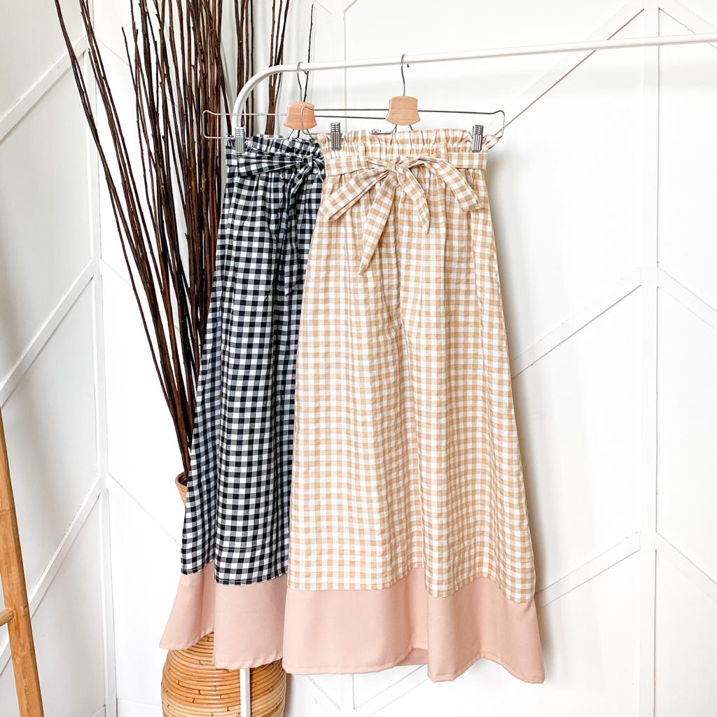 Rok Bawahan Katun Kotak Wanita Remaja Dewasa Panjang Fashion Muslim Skirt Rok Cewek Kekinian Murah