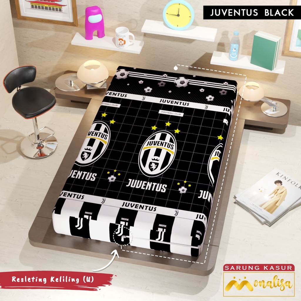 Monalisa Premium Sarung kasur Uk 90/100/120 T 15/20 - Juventus Black