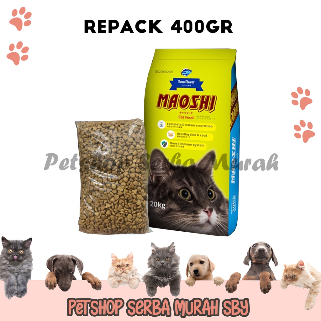 Maoshi Tuna All Stages Cat Food Repack 400gr - Makanan Kering Kucing Segala Usia Rasa Tuna - Cat Dry Food