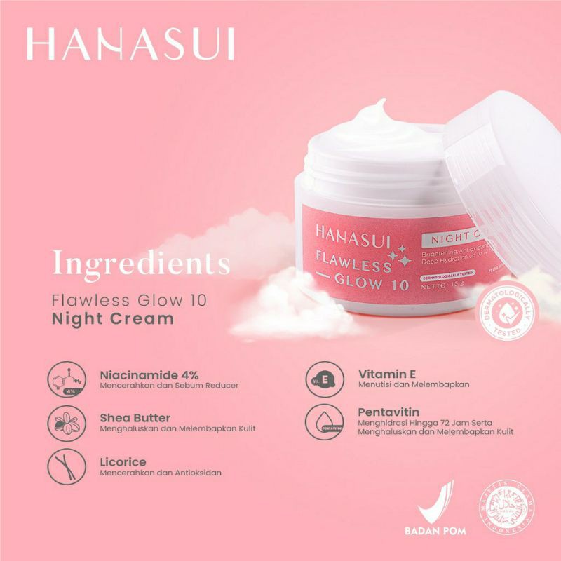 HANASUI Flawless Glow Series / Serum Facial Wash Day &amp; Night Cream [Free Pouch]