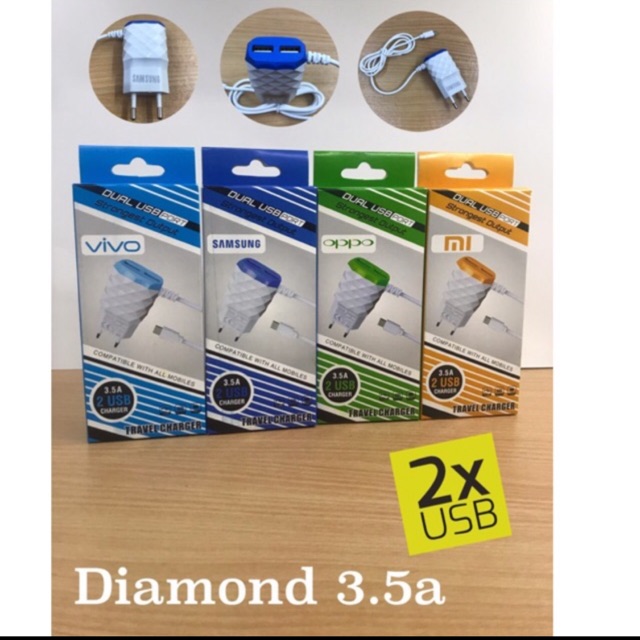 Charger diamond 3.5A branded 2usb