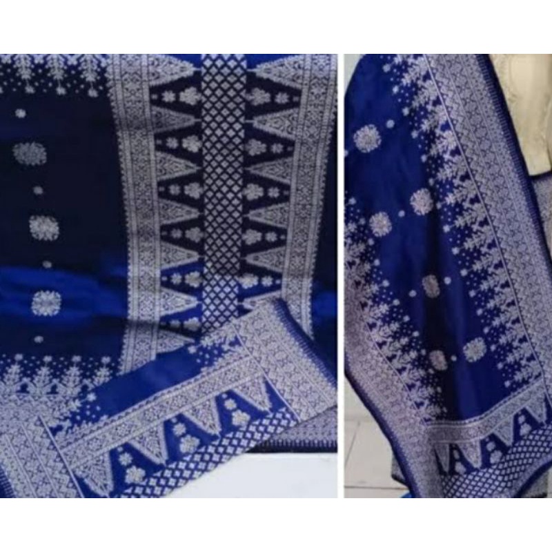 songket tenun cantik manis biru silver/Songket Palembang asli tenun tangan