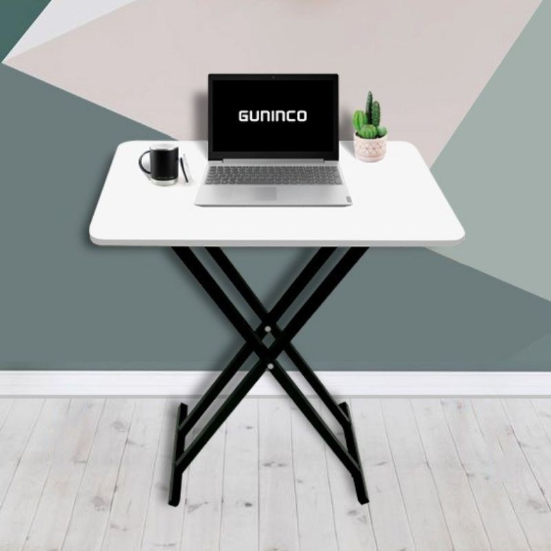 GUNINCO MEJA LIPAT KAKI SILANG Kayu Besi meja Laptop Portable Meja makan Cafe