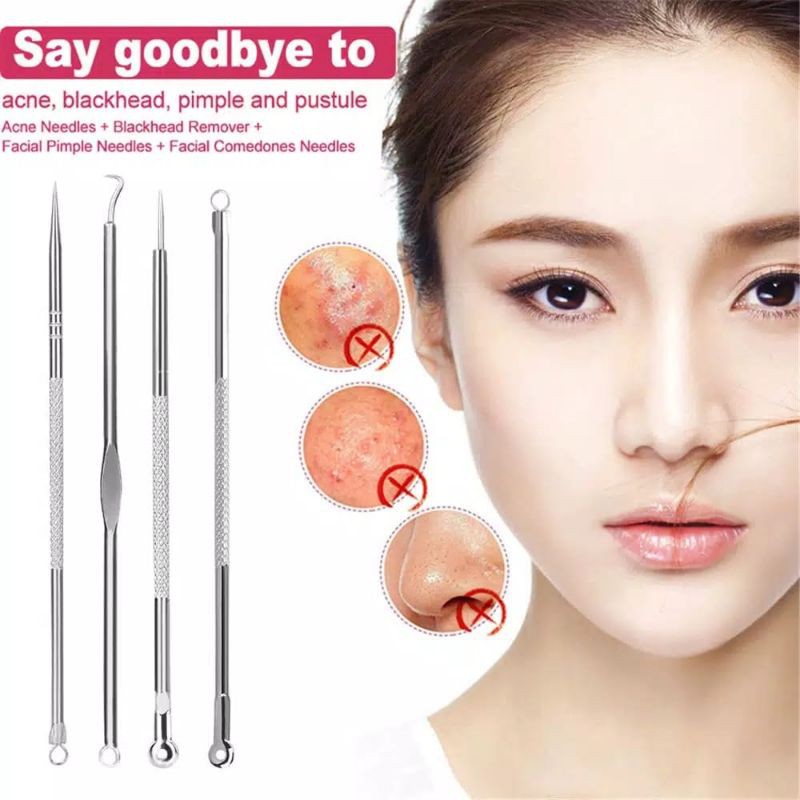 Pinset Komedo / Pinset Jerawat / Pinset 1 set 4 in 1