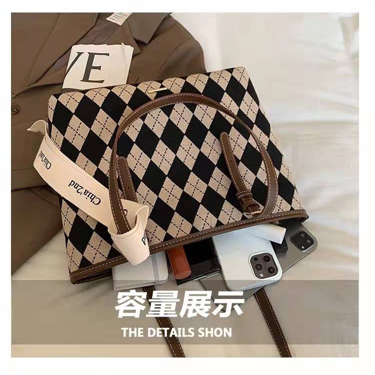 BJ61729 - BLACK/BROWN - TAS TOTE BAG TWILLY MOTIF WANITA FASHION IMPORT MODIS ELEGAN TERMURAH TERLARIS TERBARU BAGSTORE JAKARTA TAS BATAM ZC1729