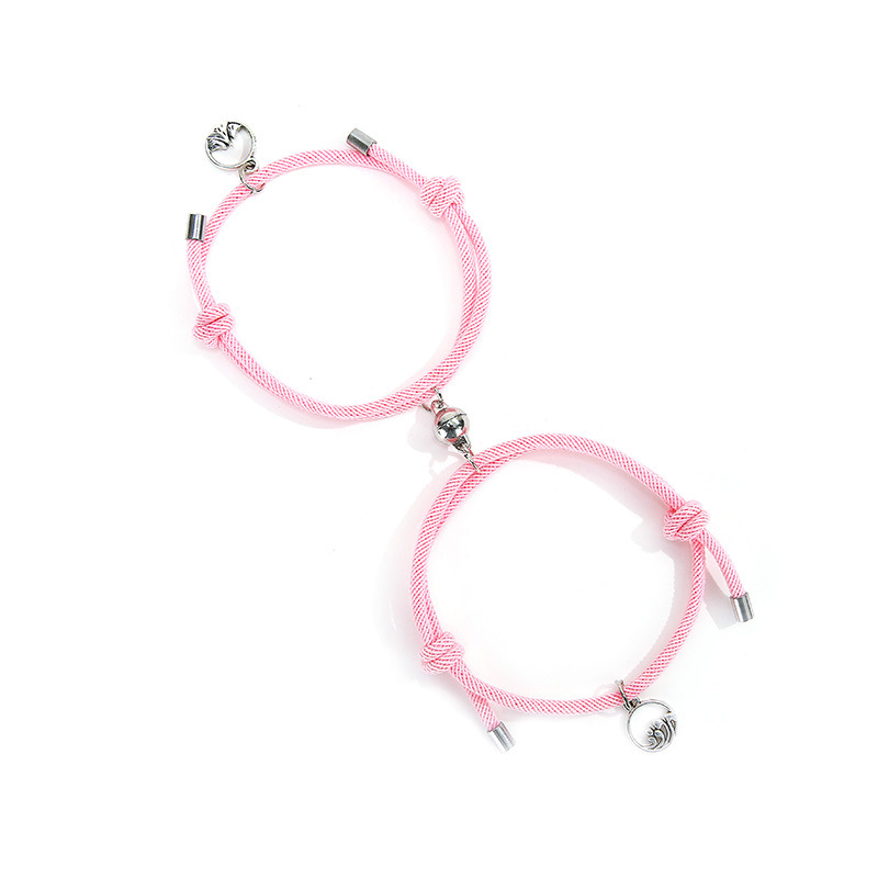 2 Pcs Gelang magnet Adjustable Bahan alloy Warna silver Untuk Pasangan