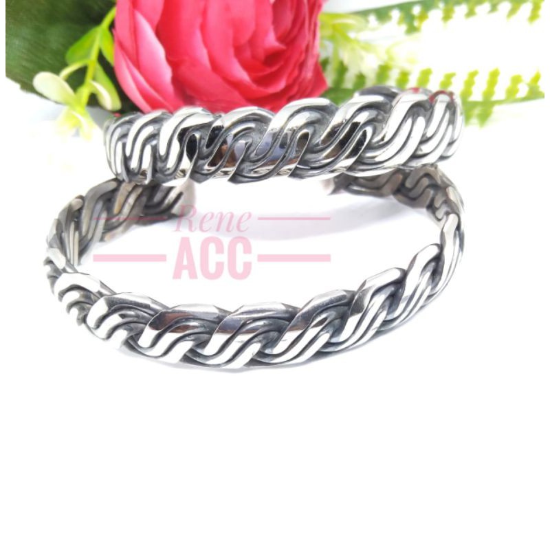 Gelang besi putih pria Anti karat selamanya (stainless baja)