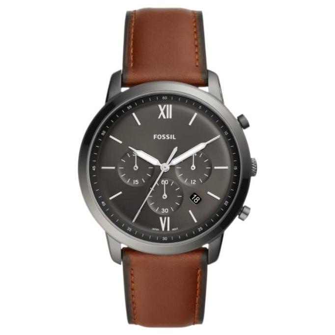 Fossil FS5512 Neutra Chronograph Gray Dial Amber Leather Strap Termurah