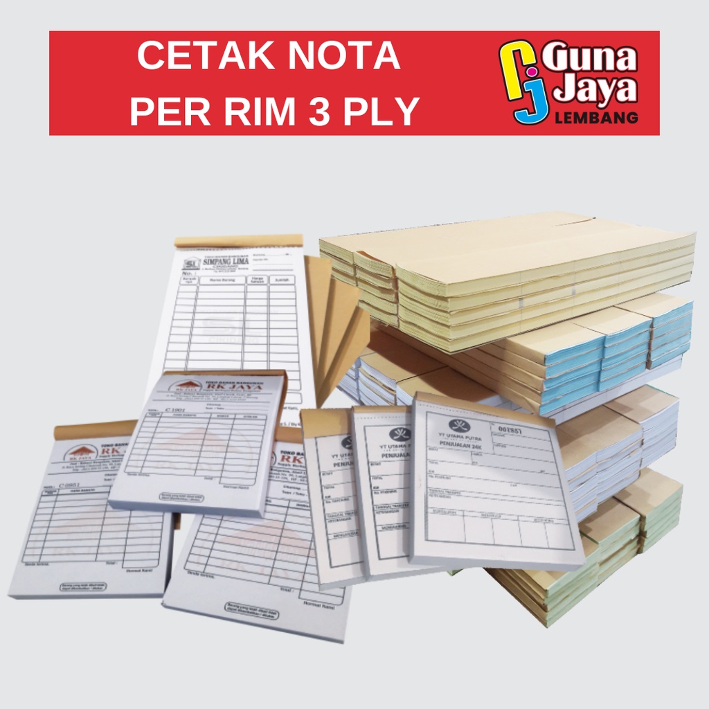 

CETAK NOTA CETAK BON Tanpa Karbon/Carbonless 3 rangkap