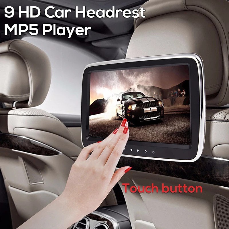 TV Headrest 9&quot; Clip on MP5, MMC,USB. Touch Button, Support Video 1080P