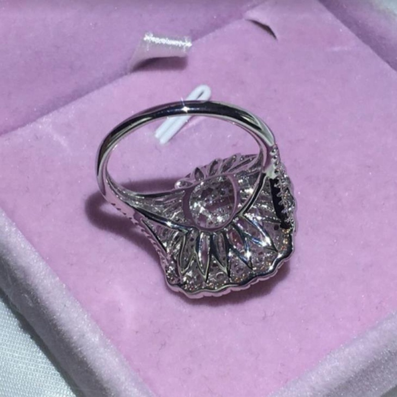 New women's fashion diamond pink zircon ring wedding engagement jewelry