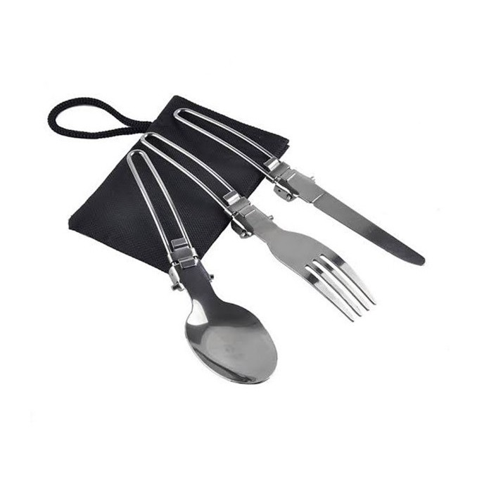 【COD】 Alat Makan Lipat Portable * Sendok Garpu Pisau Stainless Steel * Travel Outdoor Camping