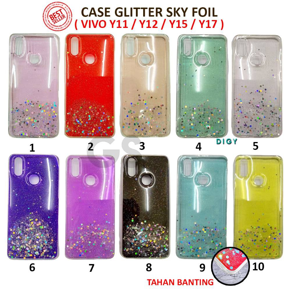 Case Import Vivo Y11 Y91 Y95  Y91C  Sparkly Silver Foil Starry Sky Soft Case