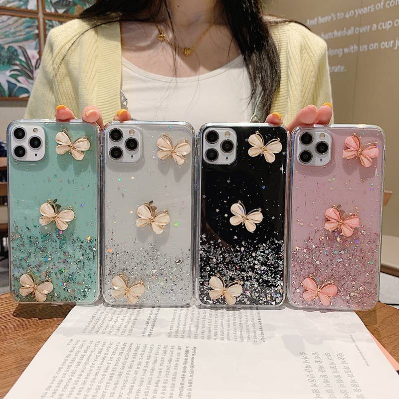 CASE VIVO Y12 Y15 Y17 GLITTER BUTTERFLY BLING CLEAR 3D SOFTCASE