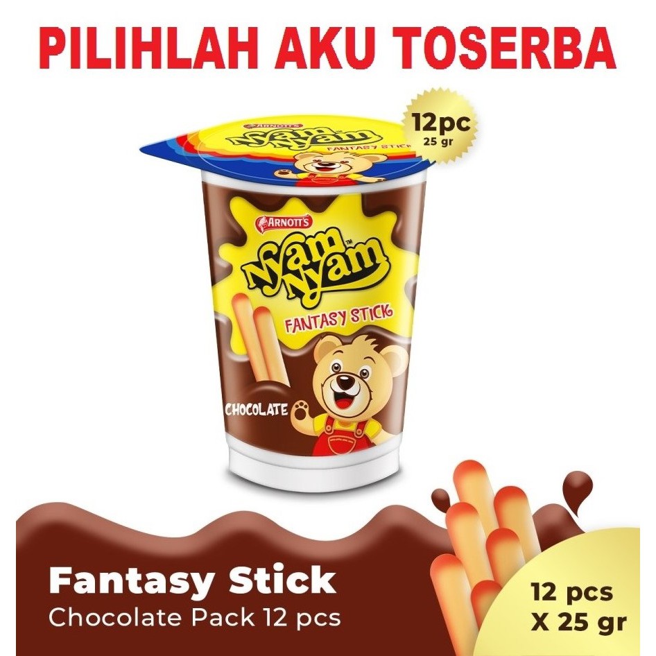 Arnott's Nyam Nyam Fantasy Stick CHOCOLATE 25 gram - ( HARGA 12 PCS )