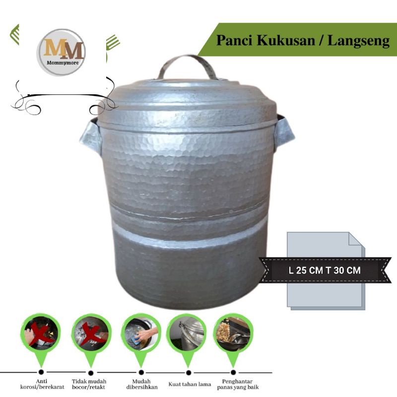 Panci Kukusan Diameter 25 cm Panci Kukus Tebal Aluminium