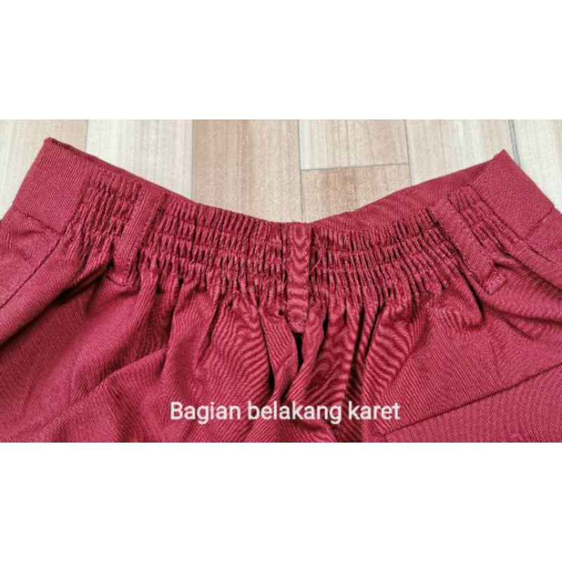 Seragam sekolah celana pendek 3/8 karet SD / LITTON celana pendek 3/8 SD SMP merah putih coklat hijau hitam biru ukuran 1 -  12