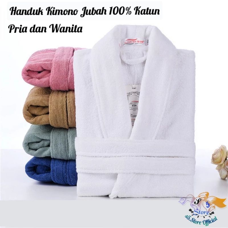 Kimono Handuk Mandi dewasa Jubah Kimono Rudolf couple 100% Katun Polos Hight Quality Jubah Pria dan 