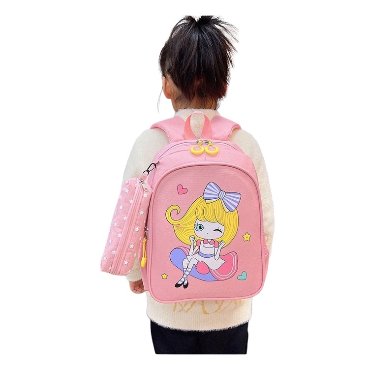 Rya.id - Tas Ransel Sekolah Anak Perempuan Princes Lucu Lagi Hits + Tempat Pensil Trend Backpack Anak Sekolah Ngaji Best Seller