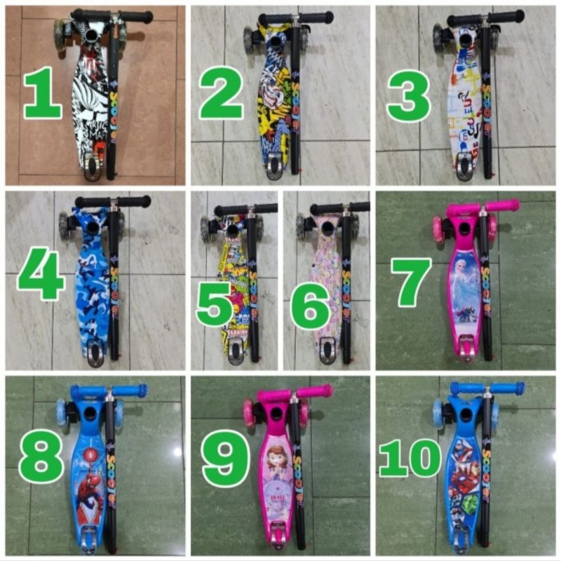 Scooter Kickboard Motif Abstrak &amp; Disney / Skuter anak