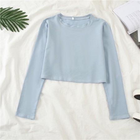 SWEATER CROP BASIC POLOS / SWEATER CROP BASIC PJ POLOS BAHAN SPANDEX FIT L-5