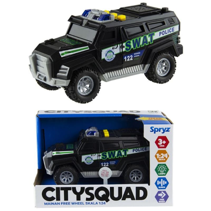 City Squad Police Car SWAT Light Sound Power / Mainan Mobil Polisi SWAT Anak Nyala Lampu Bunyi Suara