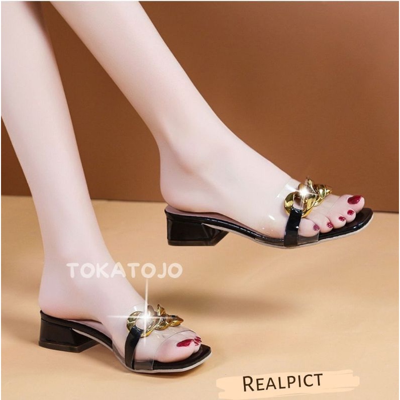 Sandal HEELS/Sandal Hak tahu wanita 3 cm terbaru mikarantai premium Sandal wanita hak tahu 3 cm kokop new fashion Sandal TOKATOJO SUMN07