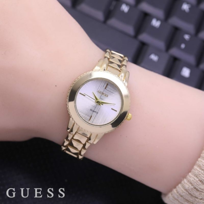 JAM TANGAN WANITA GUESS BULAT STRAP RANTAI STAINLESS | JAM TANGAN CEWEK
