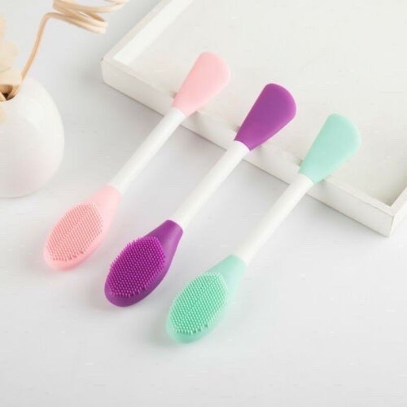 Kuas Spatula Silicon 2 in 1 / Spatula Silicon + Face Brush