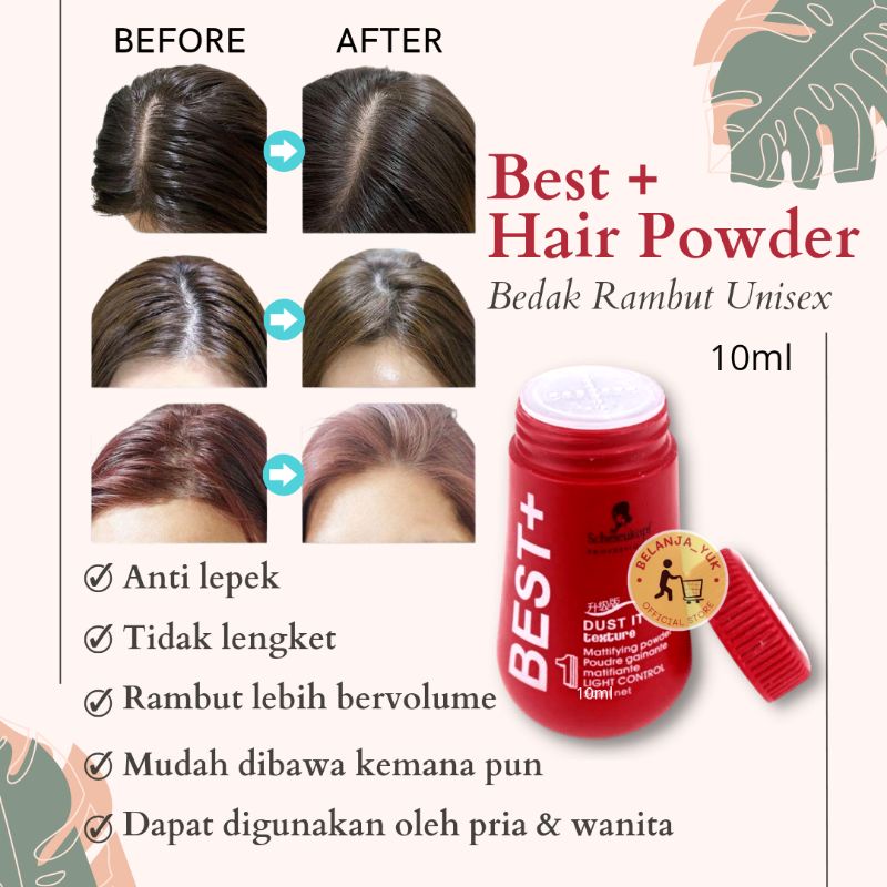 Best + Hair Powder Unisex 10ml / Bubuk Bedak Rambut Menambah Volume Rambut Tidak Lengket Anti Lepek Bebas Minyak / Bedak Untuk Rambut / Bedak Rambut Tabur / Best+ Dust It Hair Powder / Bedak Khusus Rambut / Bedak Rambut Anti Lepek Berminyak / Dry Shampoo