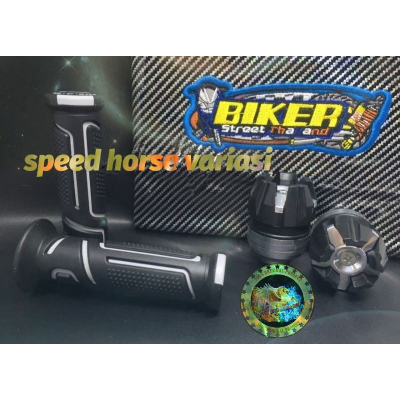 Paket Murah paket variasi motor Handgrip Neon Plus Jalu as roda Plus Kulit jok biker Universal