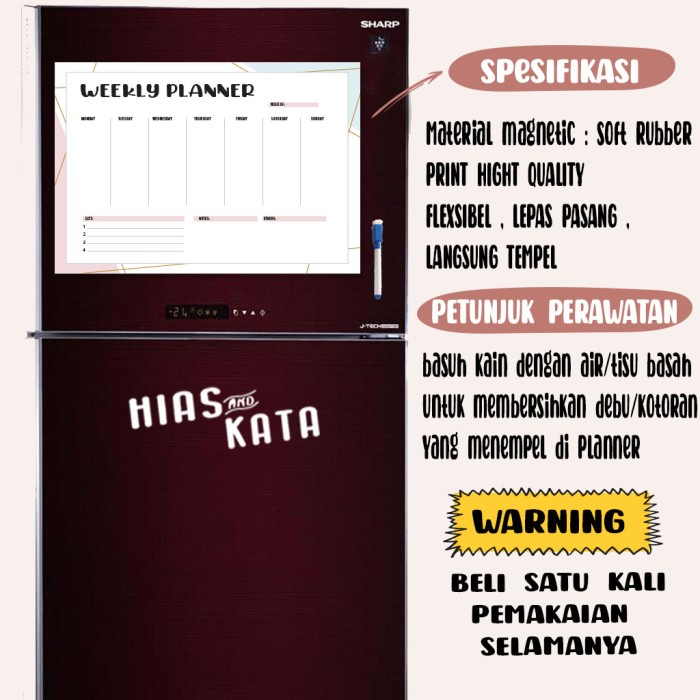 

Hemat Magnetic Weekly Planner Minimalist Lines Magnet (Free Spidol Magnet) Berkualitas